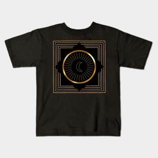 Mystic Golden Moon Circle Kids T-Shirt